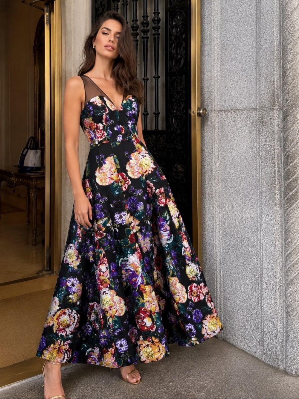 Marchesa Notte Womens Jacquard Gown size 6 NEW
